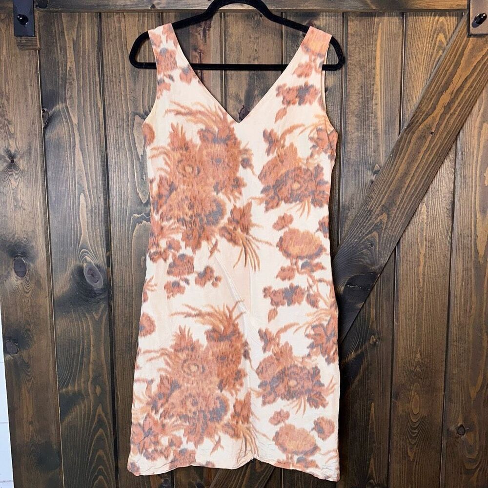 Talbots Floral Sheath Linen Silk‎ Midi Dress - Picture 1 of 4